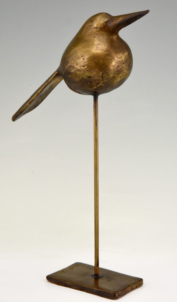 Mid century handmade bronze sculpture of a bird