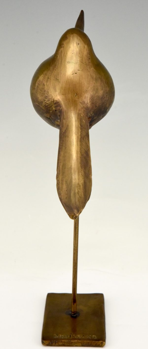 Sculpture moderne en bronze fait main oiseau 1970