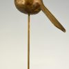 Sculpture moderne en bronze fait main oiseau 1970