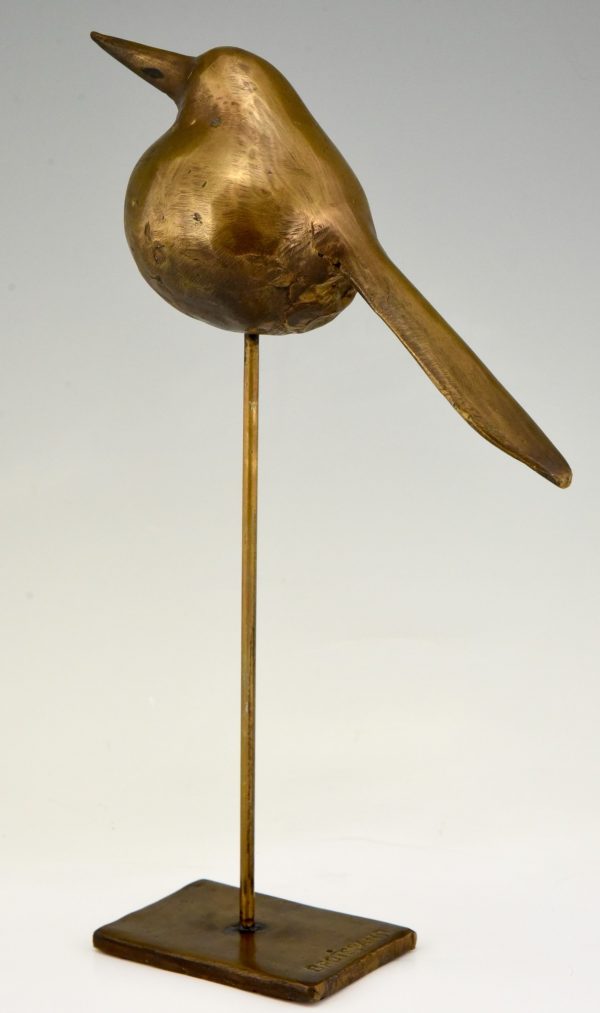 Sculpture moderne en bronze fait main oiseau 1970