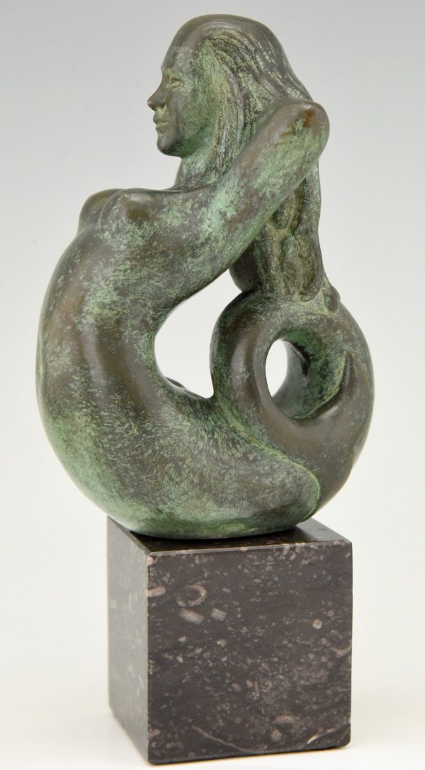 Mid Century bronze mermaid bookends