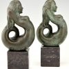 Bronze Buchstützen Meerjungfrau Skulptur 1970