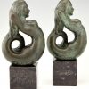 Serre livres en bronze sirènes 1970