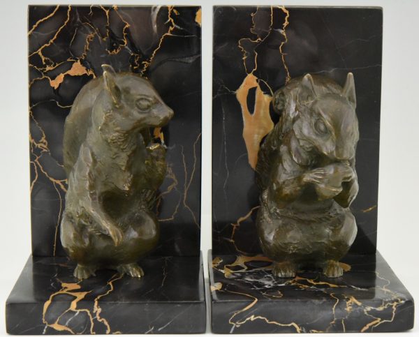 Art Deco bronze squirrel bookends