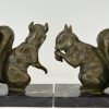 Art Deco bronze squirrel bookends