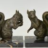 Art Deco bronze squirrel bookends