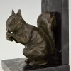 Art Deco bronze squirrel bookends