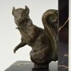 Art Deco bronze squirrel bookends