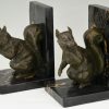 Art Deco bronze squirrel bookends