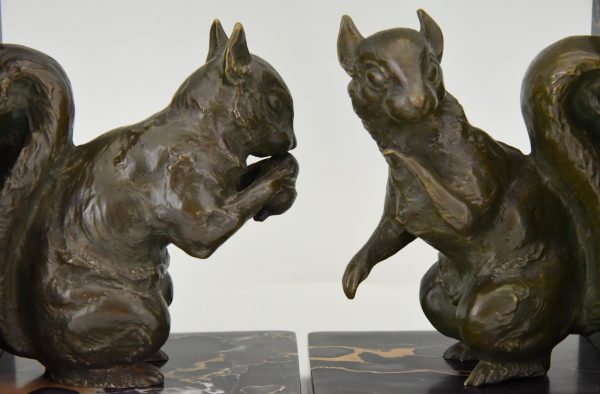 Art Deco bronze squirrel bookends