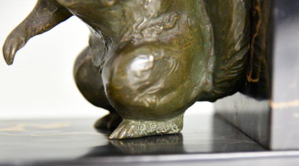 Art Deco Buchstütze Bronze Eichhörnchen