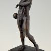 Antike Bronze Atletischer Mann Ballwerfer