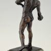Sculpture bronze athlete lanceur de ballon