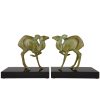 Art Deco bronzen boekensteunen met herten