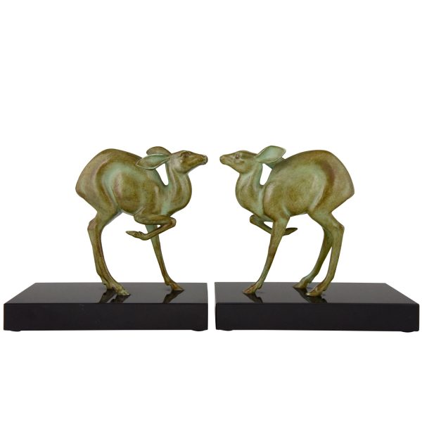 Art Deco bronze deer bookends.