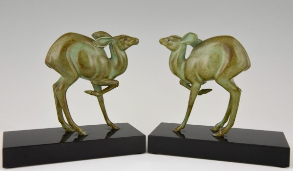 Art Deco Bronze Buchstütze junges Reh