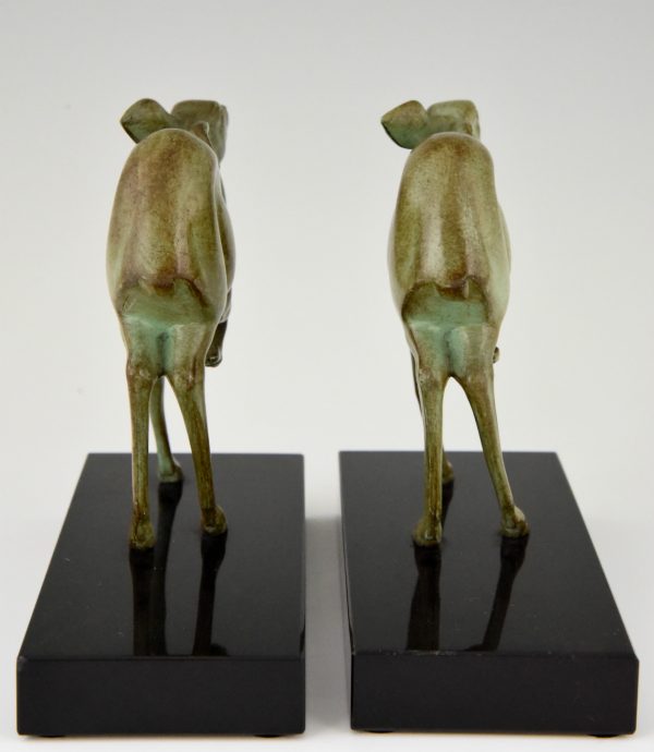 Art Deco bronze deer bookends.