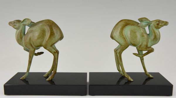 Art Deco bronze deer bookends.