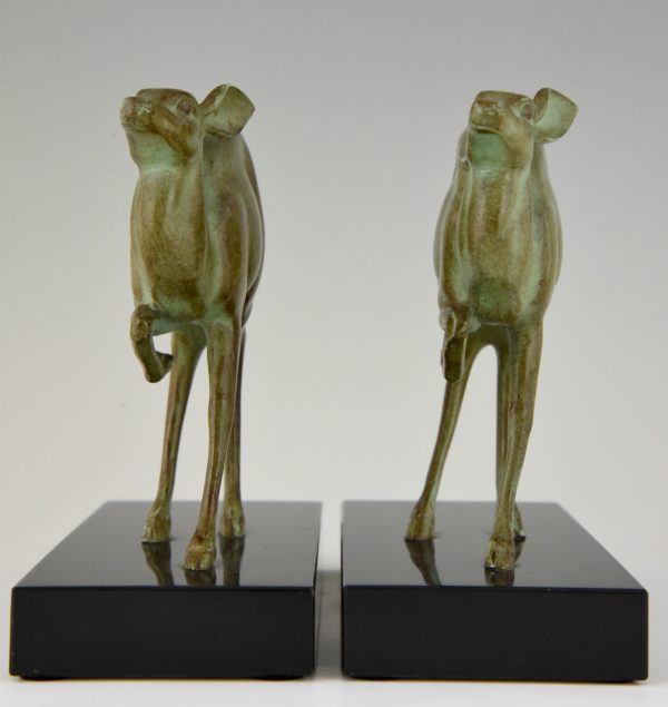 Art Deco bronze deer bookends.