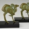 Art Deco bronze deer bookends.