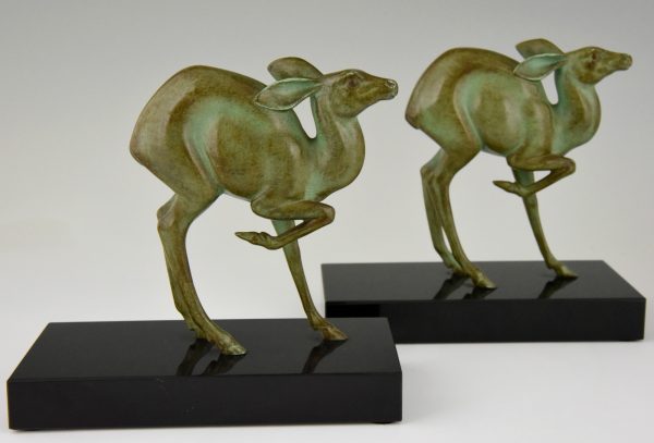 Art Deco bronze deer bookends.