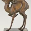 Art Deco sculpture en bronze d’une biche