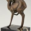 Art Deco bronze deer sculpture