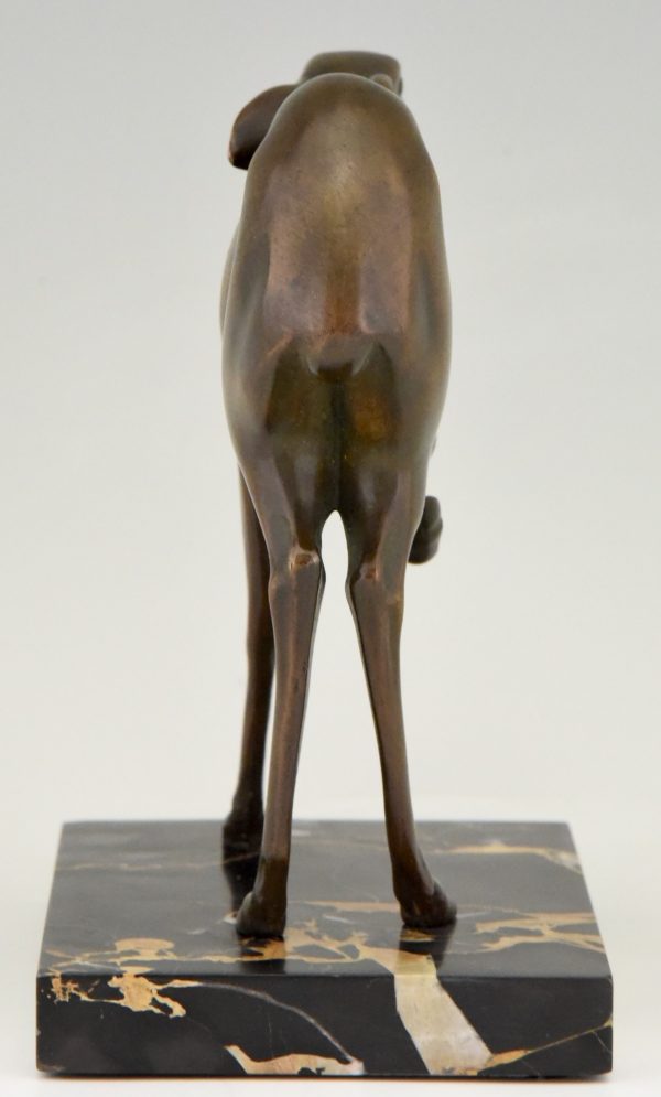 Art Deco bronze deer sculpture