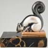 Art Deco serre livres en bronze écureuils