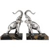 Art Deco silvered bronze elephant bookends