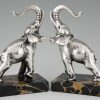Art Deco bronze argenté serre livres éléphant