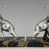 Art Deco silvered bronze elephant bookends