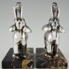 Art Deco silvered bronze elephant bookends