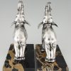 Art Deco silvered bronze elephant bookends