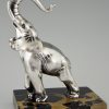 Art Deco silvered bronze elephant bookends