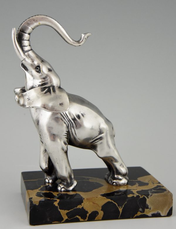 Art Deco silvered bronze elephant bookends