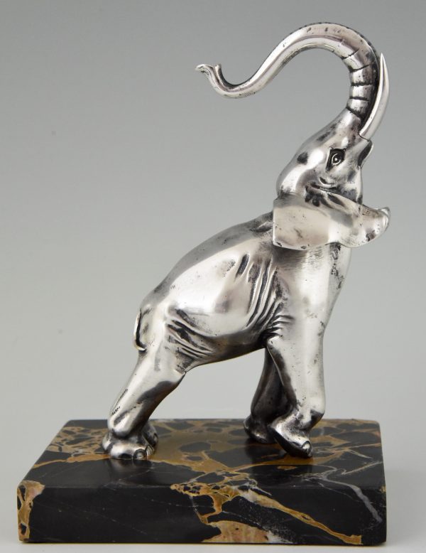 Art Deco silvered bronze elephant bookends