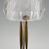 Art Deco glass and bronze desk or table lamp