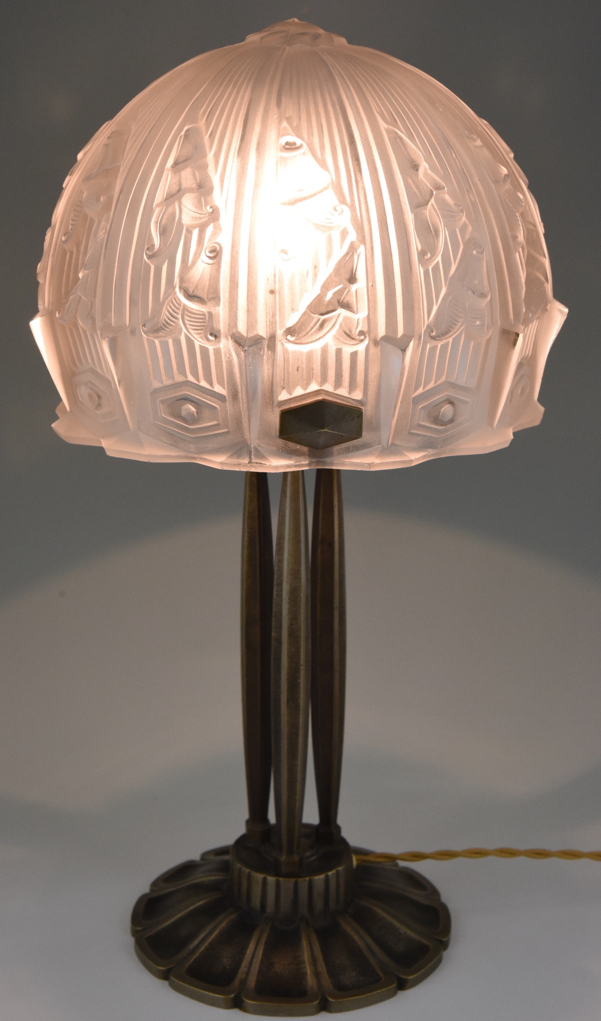 Kruiden code rijst Art Deco tafellamp in brons en glass - Deconamic