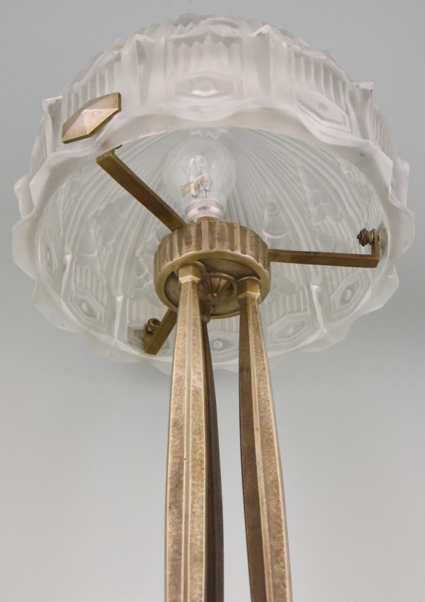 Art Deco Tischlampe Bronze und Glass