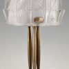 Art Deco glass and bronze desk or table lamp