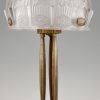 Art Deco glass and bronze desk or table lamp