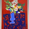 Emaille Plakette Blumenvase Siebziger Jahre