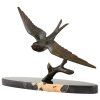 Art Deco bronze sculpture of a swallow bird.