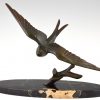 Art Deco bronzen sculptuur vogel zwaluw