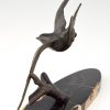 Art Deco bronze sculpture of a swallow bird.