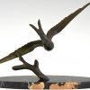 Art Deco bronze sculpture of a swallow bird.