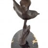 Art Deco sculpture en bronze oiseau hirondelle