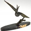 Art Deco Bronze Skulptur Vögel, Schlucken