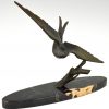 Art Deco sculpture en bronze oiseau hirondelle